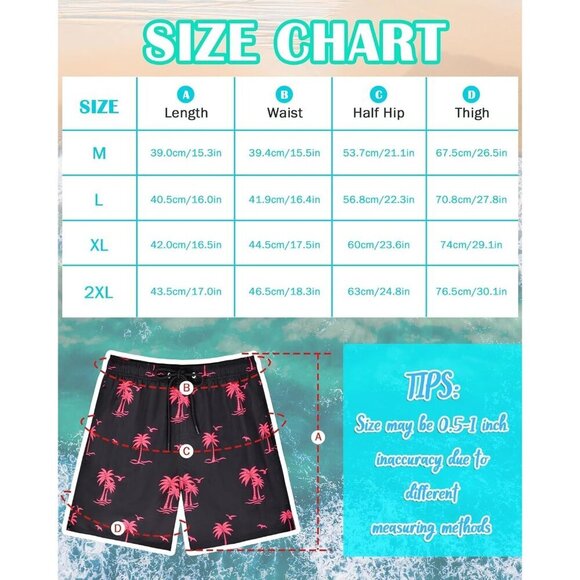 ✨Men Black Swim Trunks Bathing Suits Board Beach Swim with Zipper Pocket Shorts - Picture 7 of 7